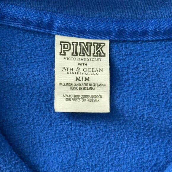 MLB LA Dodgers Baseball 1/4 Zip Pullover Sweater Victoria's Secret PINK Sz Med - Picture 8 of 9